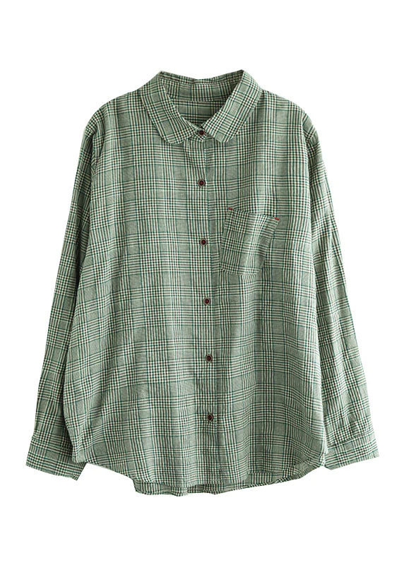Loose Buttoned Cotton Shirt Top Long Sleeve
