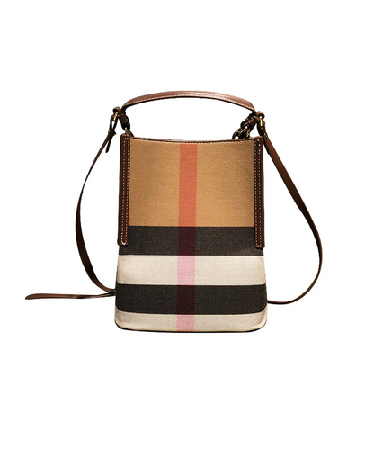 Brown Checkered Peplum Faux Leather Bag