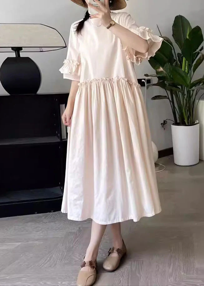 Loose Ruffle Short Sleeve Extra Long Dress