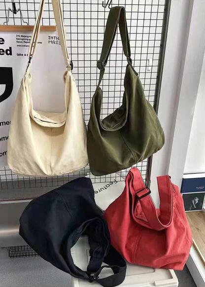 Casual solid colour canvas satchel