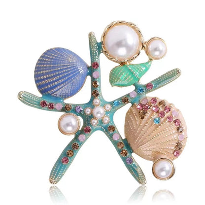 Chic Star Scallop Brooch Alloy Personalized Pins