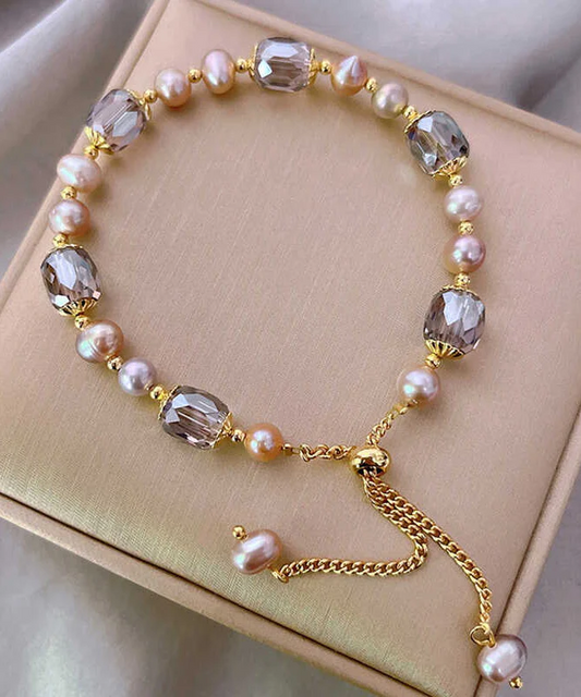 Women's Sterling Gold Sterling Silver Plated Pearl Charm Bracelet