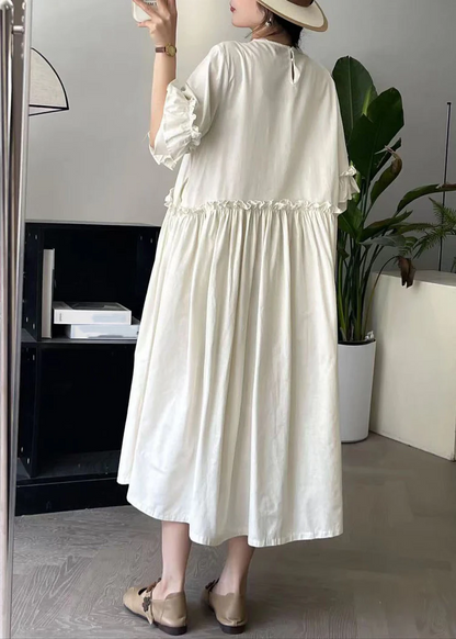 Loose Ruffle Short Sleeve Extra Long Dress