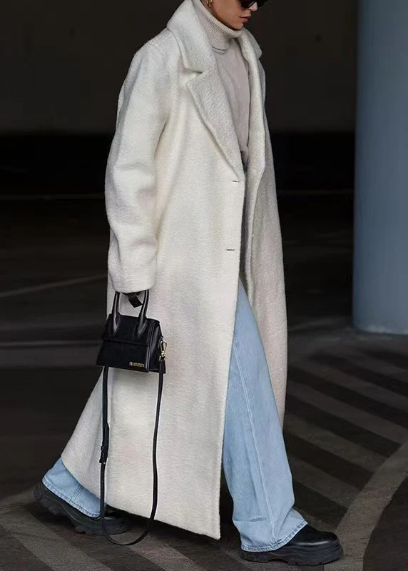 Women's Khaki Peter Pan Collar Button Pocket Long Coat
