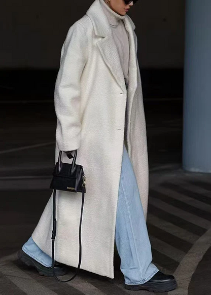 Women's Khaki Peter Pan Collar Button Pocket Long Coat