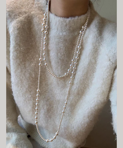 Simple pearl engraved bead necklace