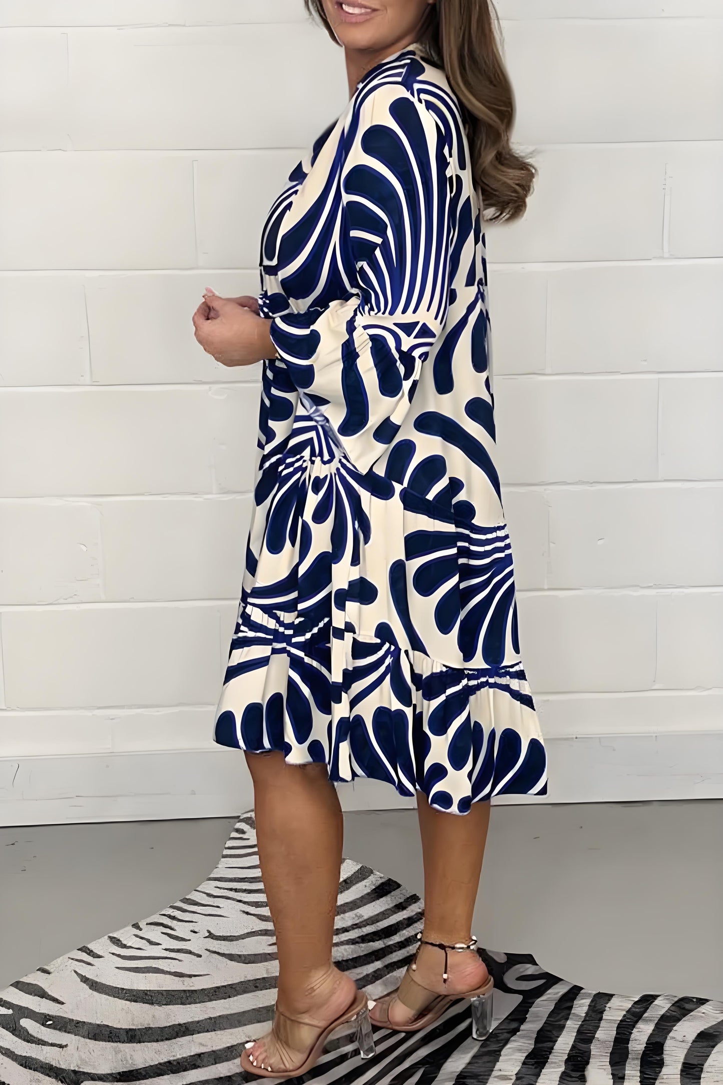 Women's Plus Size Floral Printed Printed Patchwork V-Neck Dresses Dresses