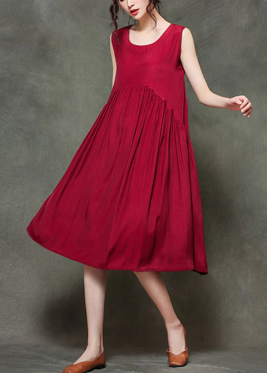 Casual Pleated Hem Dress Sleeveless