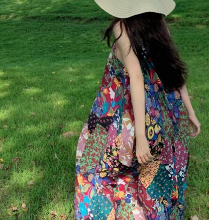 Bohemian Printed Beach Halter Dress