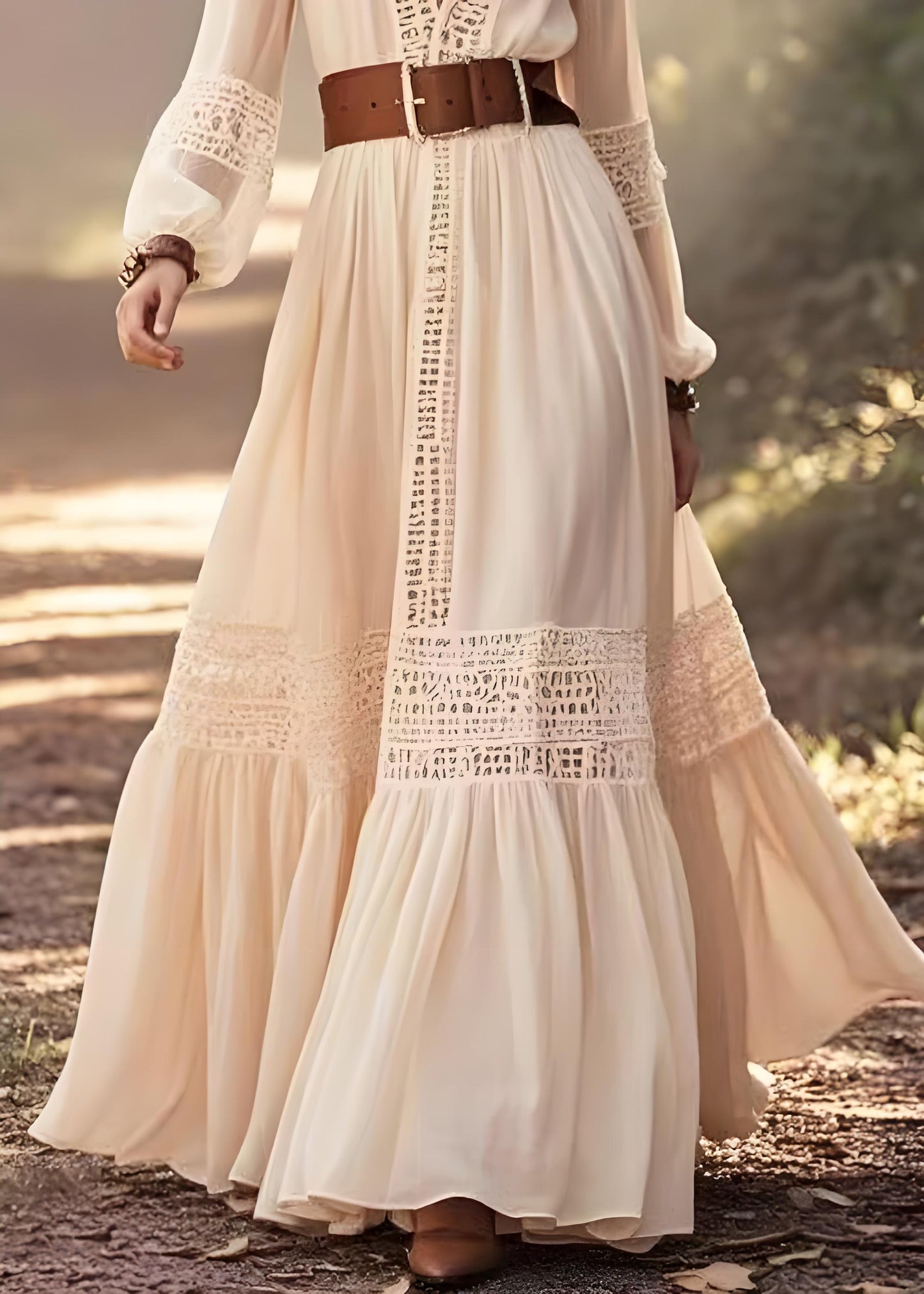 Women's Beach Bohemian White Hollow Out Patchwork Cotton Dresses