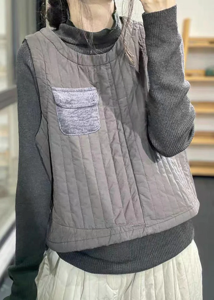 Vintage Collar Patchwork Cotton Vest
