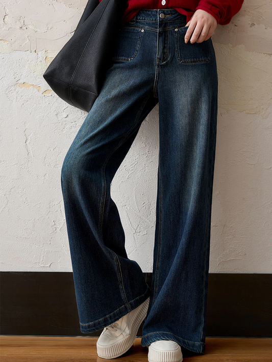 Women's Large Size High Waist Wide Jeans Spring