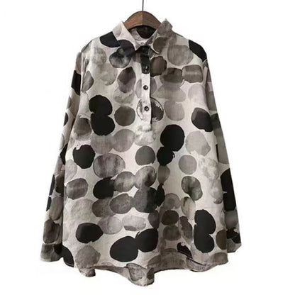 Lapel Button Print Shirt Long Sleeve