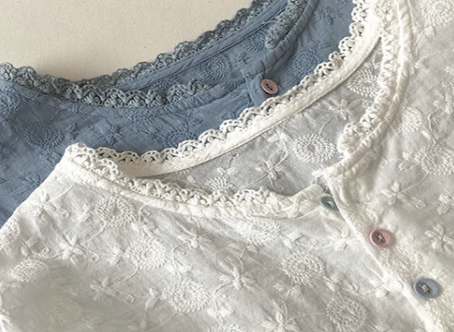 Elegant Round Neck Lace Patchwork Blouse Short Sleeve Top