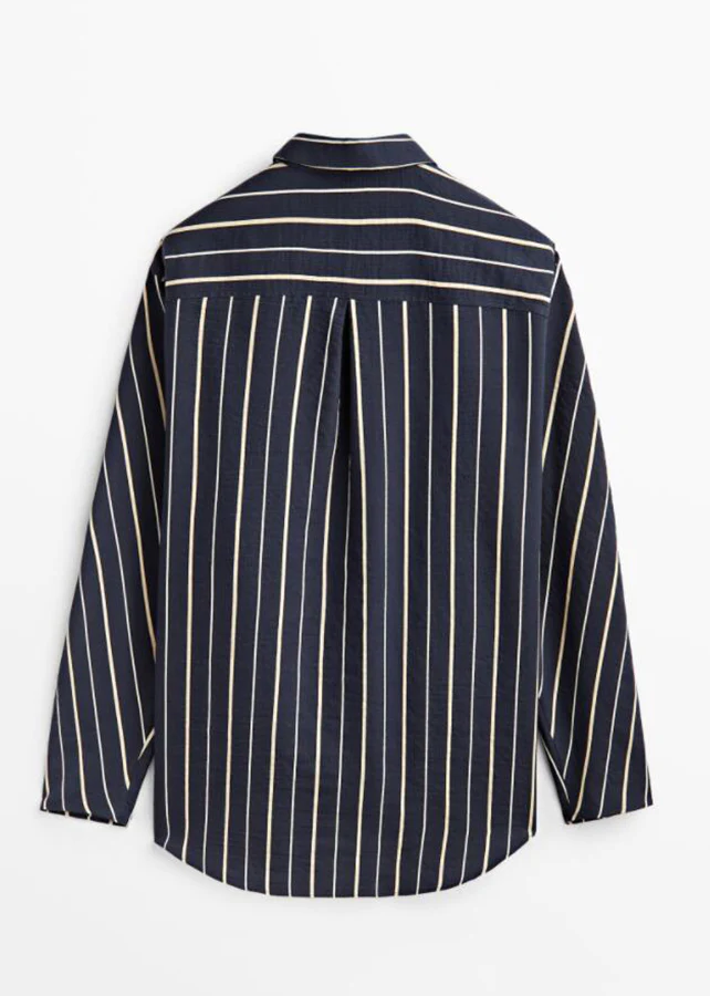 Stylish Striped Patchwork Low Rise Design Cotton Shirt Top