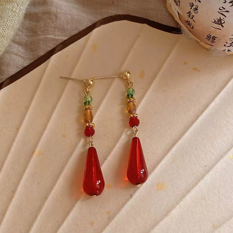 Chic Tassel Jade Long Earrings