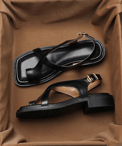Women's Beach Flip Flops Thick Bottom Faux Leather Soft Patchwork Sandals