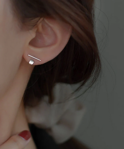 Women's Design Silk Sterling Silver Stud Earrings