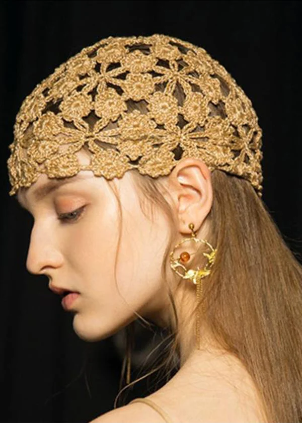 Fashion Handmade Floral Cutout Knit Hat