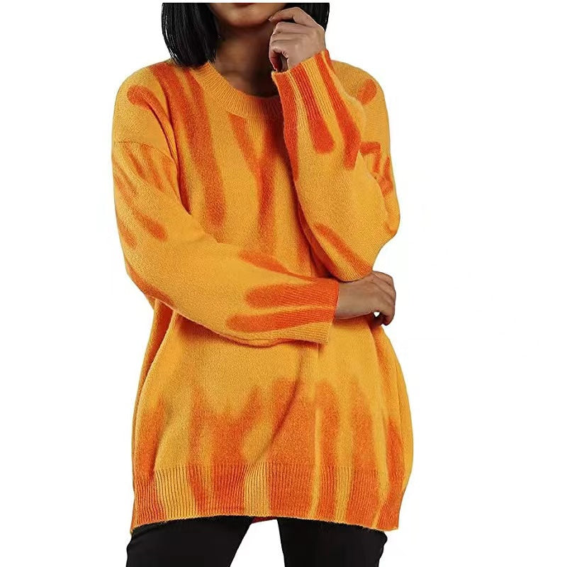 Loose Printed Geometric Pullover Knit Sweater