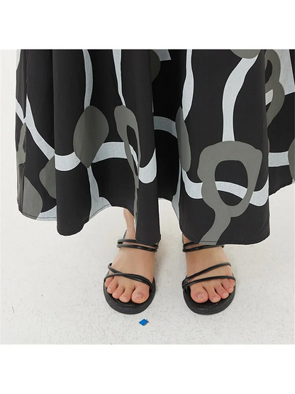 Italian Women's Colorblocked Printed Elastic Waist Pocket Half Skirt