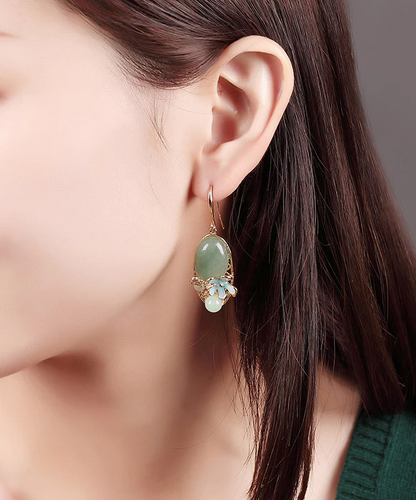 Vintage Jadeite Jade Cloisonne Dangle Earrings