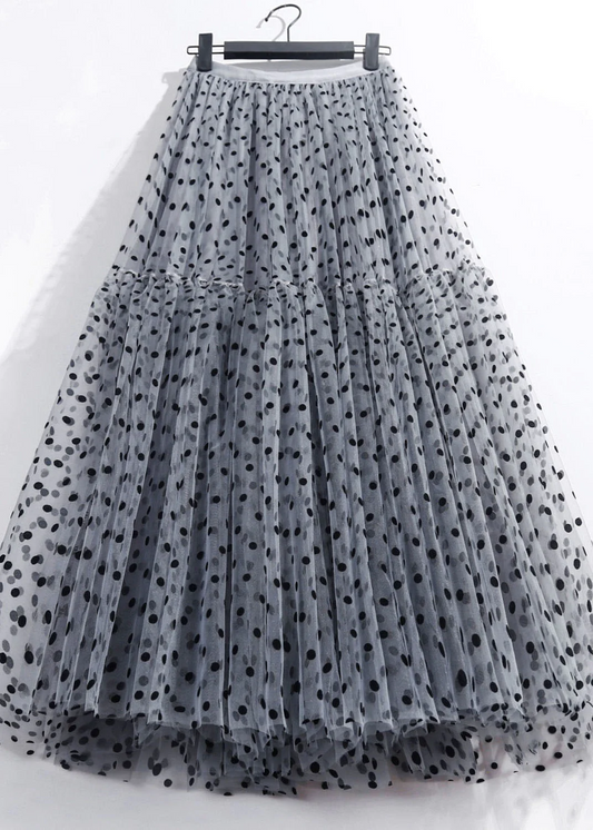 Flocked Polka Dot Mesh Dress