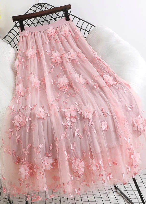 Embroidered three-dimensional floral mesh dress