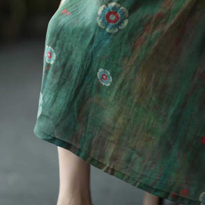 Ramie Stretch Waist Skirt