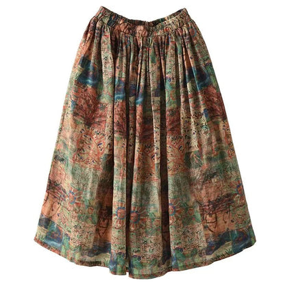 Ramie Stretch Waist Skirt