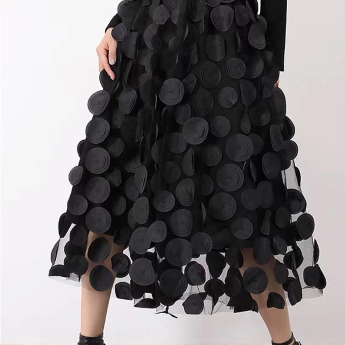 Cubic Polka Dot Half Body A-Line Skirt