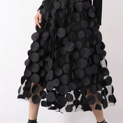 Cubic Polka Dot Half Body A-Line Skirt