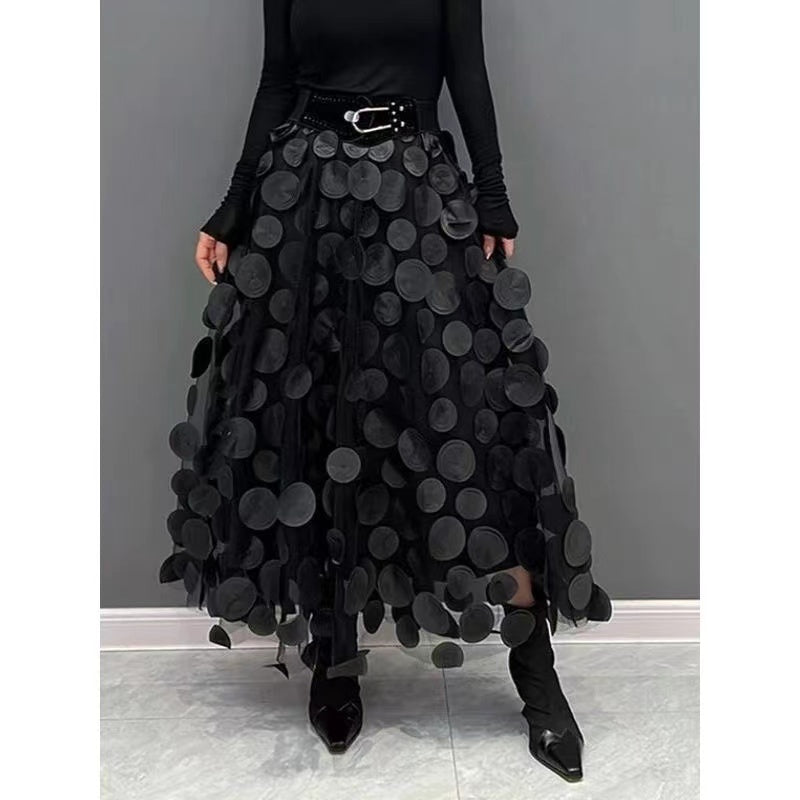 Cubic Polka Dot Half Body A-Line Skirt