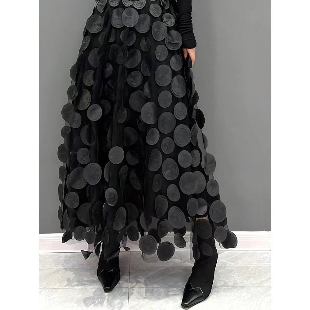 Cubic Polka Dot Half Body A-Line Skirt