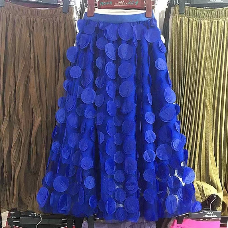 Cubic Polka Dot Half Body A-Line Skirt