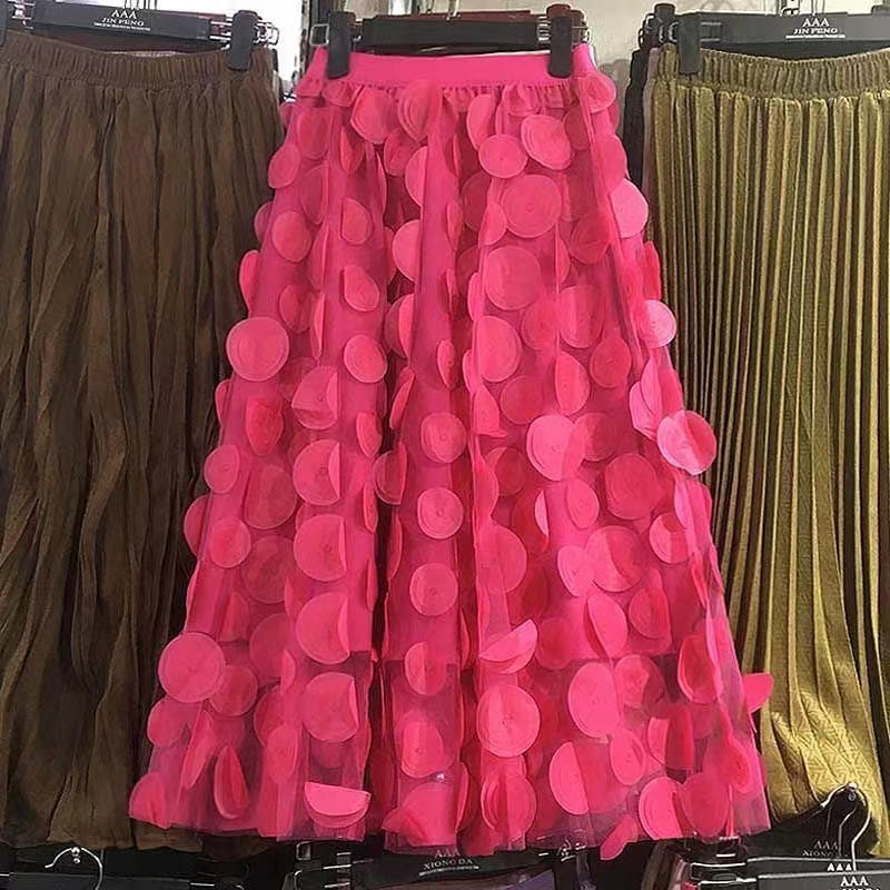 Cubic Polka Dot Half Body A-Line Skirt