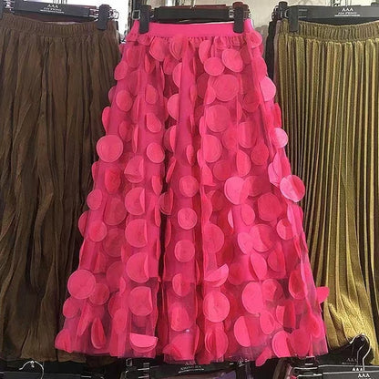 Cubic Polka Dot Half Body A-Line Skirt