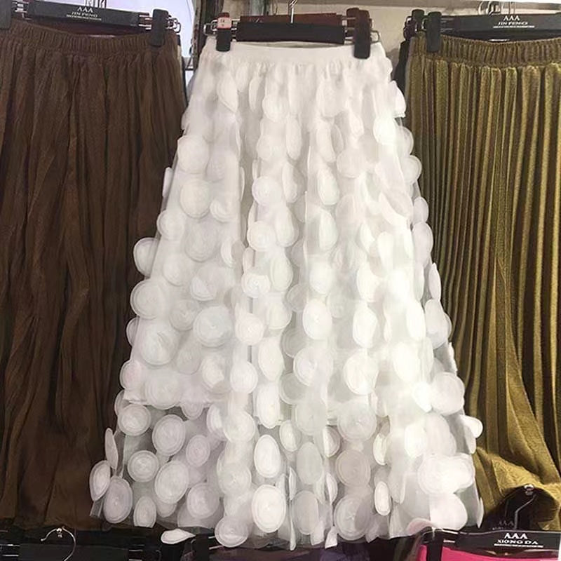 Cubic Polka Dot Half Body A-Line Skirt