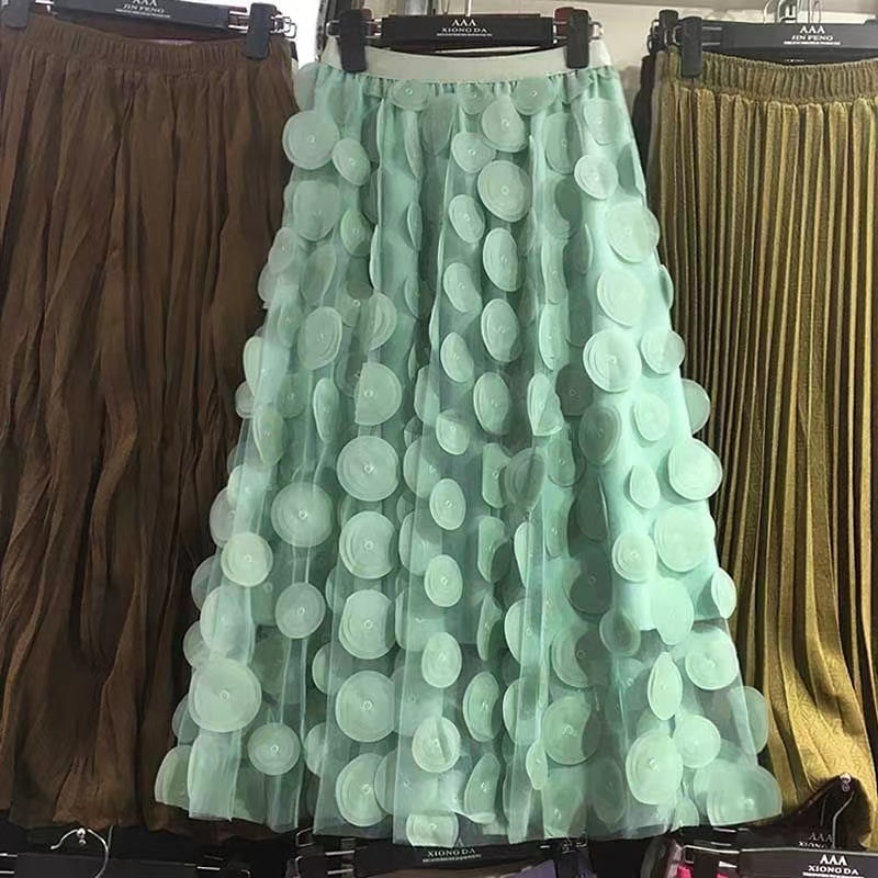 Cubic Polka Dot Half Body A-Line Skirt