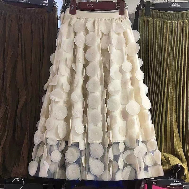 Cubic Polka Dot Half Body A-Line Skirt