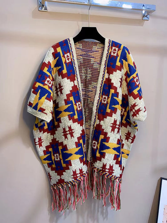 Versatile Bohemian Loose Knit Sweater Shawl