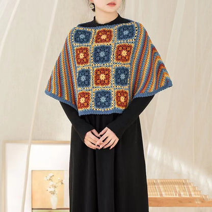 DIY Knitted Crochet Shawl With Geometric Patterns