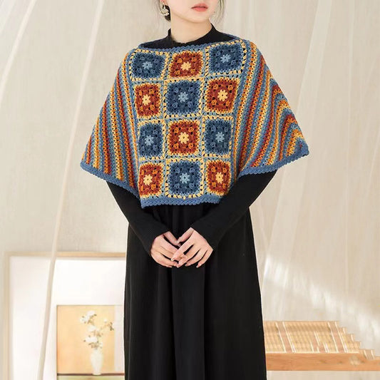 DIY Knitted Crochet Shawl With Geometric Patterns