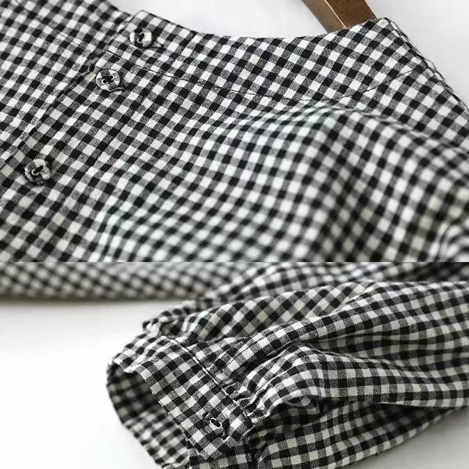 French Plaid Cotton Plus Size Clothing Shirt
