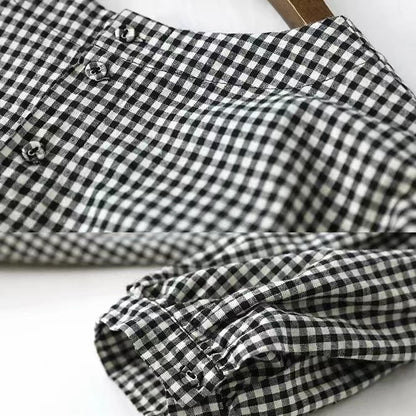French Plaid Cotton Plus Size Clothing Shirt