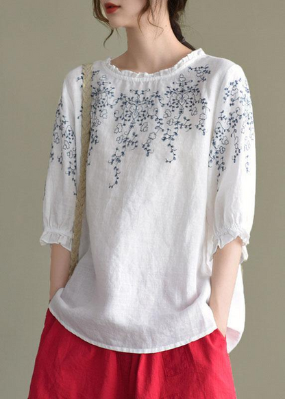 Lantern Sleeve Thin Linen Shirt