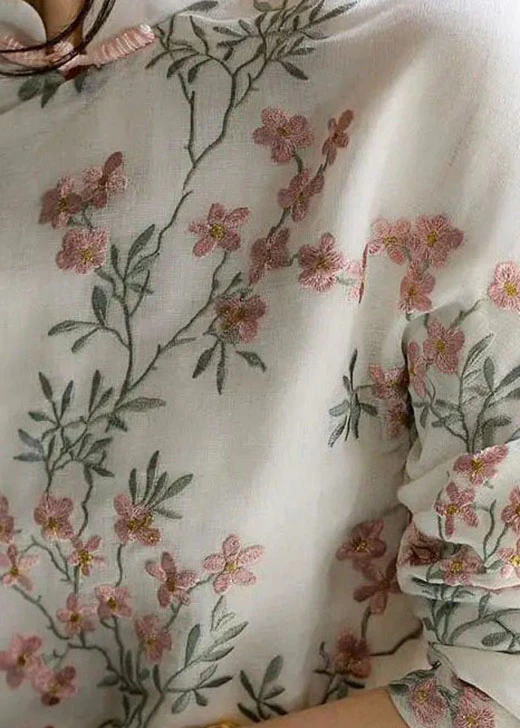Classic Beige Printed Simple Embroidered Shirt