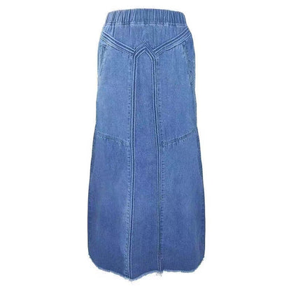 Women's Nostalgia Solid Color Stretch Waist Loose Denim  Skirt