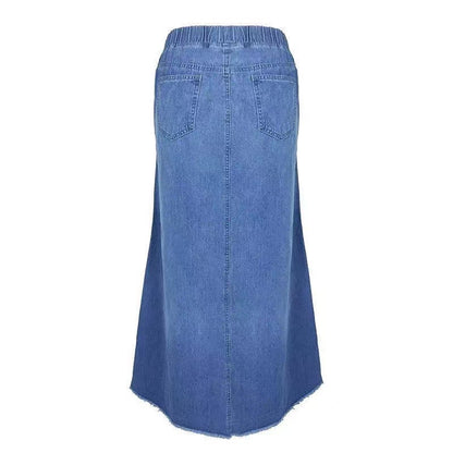 Women's Nostalgia Solid Color Stretch Waist Loose Denim  Skirt