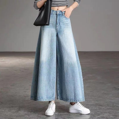 High Waisted Wide Leg Vintage Jeans Light Blue